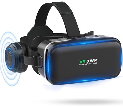 XWP Casque VR 3D pour Téléphone, Lunettes De Réalité Virtuelle (VR) avec Écouteurs, Lentilles HD, pour iPhone Et Android (4,7–6,8), Expérience De Jeu Et De Film, Cadeau De Fête pour Amis Et Famille