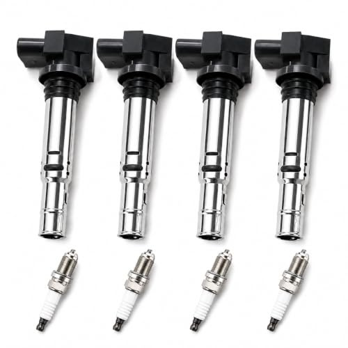Ignition Coil & Spark Plug Compatible With Audi Volkswagen Ignition Coil | Replaces Audi A1 A2 A3 Ignition Coil Volkswagen Polo Beetle Jetta Bora EOS Golf IV V VI Scirocco 036905100A 036905715H
