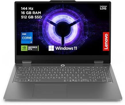Lenovo LOQ Essential Gen 11 - Ordenador Portátil Gaming IA 15.6 FHD (Intel Core i7-13650HX, NVIDIA GeForce RTX 5050, 16GB RAM, 512GB SSD, 144 Hz, Wi-Fi 6, Windows 11 Home) QWERTY Español - Gris Luna