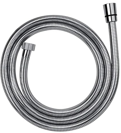 Flessibile Doccia in Acciaio Inox Cromato 150 cm con Calotte in Ottone e Attacco Standard 1/2, Tubo Pesante di Alta Qualità per Rubinetteria Doccia