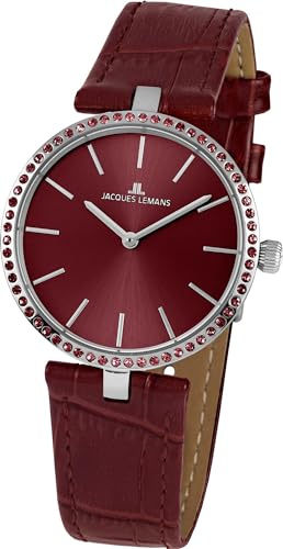 JACQUES LEMANS Damen-Uhren Analog Quarz One Size Rot 32016850