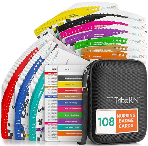 Tribe RN PocketGuru Nursing Pocket Reference Cards - Nursing School Essentials Cheat Sheet for Nurses - More Info Than Nurse Badge Cards or Flashcards - 108 Quick Access Pocket Cards - Nursing Gifts