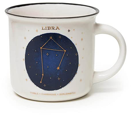 Legami - Tazza, Count Your Lucky Stars, Tazza in Porcellana New Bone China, Segno Zodiacale Laminato in Oro, Lavabile in Lavastoviglie, Capacità 350 ml, Tema Libra