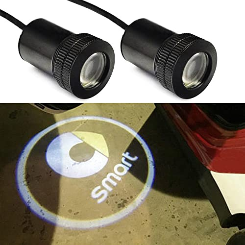 Sunshine Fly, 2 luci LED laterali sotto specchio Ghost proiettore luce logo luce di benvenuto auto di ricambio accessorio lente in vetro bianco (For smart)