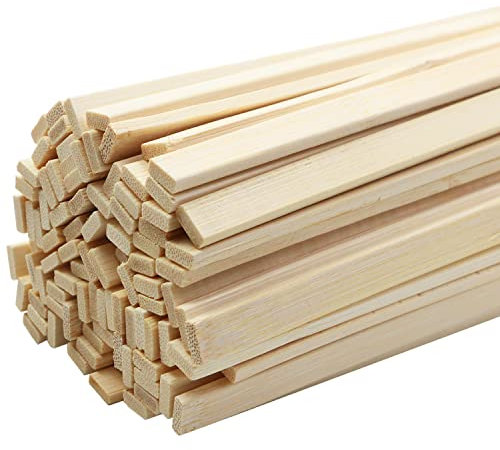 Fansunta 100 st 38 cm starka naturliga bambupinnar, hantverkspinnar i trä, extra långa pinnar, träremsor för hantverksprojekt, 3/8 tum bredd