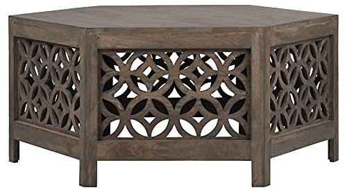 WOMO-DESIGN Couchtisch Amman Ø 100 x 45 cm rund, Natur, Unikat, handgefertigt aus Massivholz Mangoholz, Moderne Holzoptik, Vintage, Sofatisch Kaffeetisch Wohnzimmertisch Holztisch Beistelltisch Tisch