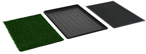 lyrlody Hundetoilette, Hundetoilette mit Kunstrasenstreu Matte Gras Töpfchen Pad Welpentoilette Hundetraining Tablett für Training Indoor Terrasse Rasen Dekoration, ca. 76 x 51 x 3 cm