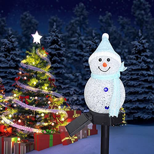 LED Solarleuchten Schneemann Figur Solar Gartenstecker Weihnachten Beleuchtet, Weihnachten Schneemann Figur Garten Solarlampen Beleuchtung Weihnachtsdeko Lampe für Außen Outdoor Rasen Terrassen Deko