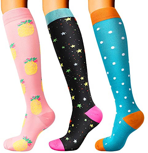 DRESHOW Calcetines de Compresión para Hombres y Mujeres Calcetines de Compresión es el Mejor para Running Correr Senderismo Volar Viajar