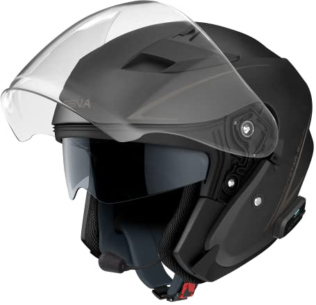 Sena Outstar S Smart Jethelm mit integrierter Bluetooth Intercom & Smartphone Konnektivität (Schwarz, L)