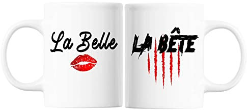 Planetee Mugs couple La Belle La Bête - Tasses Duo Amour Cadeau Saint Valentin Idée Amoureux