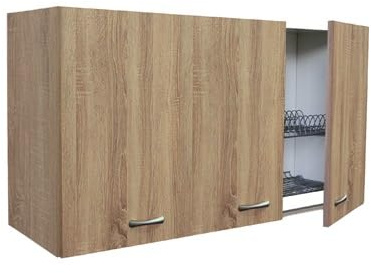 Arredobagno e Cucine Mueble escurreplatos armario colgante roble 80 cm, 2 puertas H60 + armario lateral izquierdo