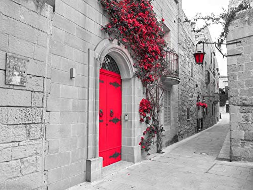 Feeling at home LEINWANDDRUCK im SCHATTENFUGENRAHMEN Traditionelle Häuser auf schmalen Bahnen von Mdina, Malta Frank Assaf - Jahrgang horizontal Kunstbilder im Holzrahmen cm_68_X_91
