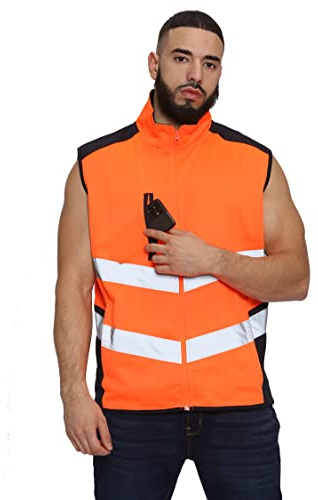 Parsa Fashions Hi Vis Viz Body Warmer High Visibility Reflective Tape Band Work Fleece Safety Top Phone & ID Pockets Waterproof Gilet Waistcoat SweatShirts Jacket Warm Security Plus Sizes Small - 3XL