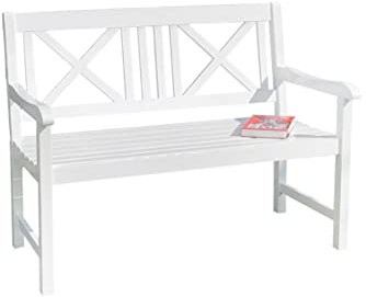 Gartenbank Bank, Holzbank, weiß, Sitzbank, 2-Sitzer
