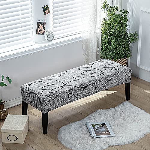 Highdi Dining Room Bench Cover Soft Stretch Spandex Upholstered Slipcover Printed Footstool Cover Rectangle Full Coverage Removable Washable Bench Seat Protector (Abstract, 1pc)