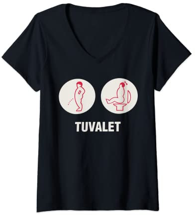 Femme Panneau de toilettes vintage Tuvalet T-Shirt avec Col en V