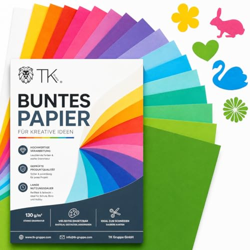 100 ark – färgat papper 120 g/m² – i 10 olika färger – för pyssel och design – hobbypapper, kartong och färgat för korttillverkning