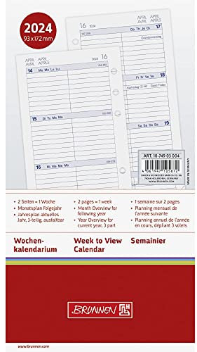 BRUNNEN Wochenkalendarium FILIUS 2024 2 Seiten = 1 Woche Blattgröße 9,3 x 17,2 cm weiß