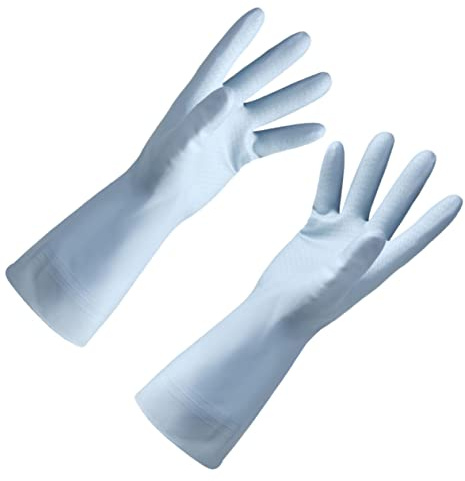 Blue Waterproof Dishwashing Gloves Reusable PVC Pair for Cleaning
