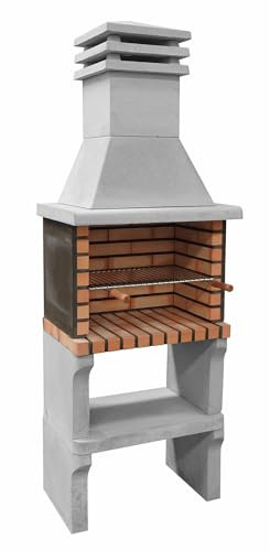 MOVELAR - Barbacoa de Obra Prefabricada para Leña y Carbón Modelo Iberia Plus XL (Gris, Naranja - 69 x 47 x 190 cm) REF: 3547 - Uso en Exteriores