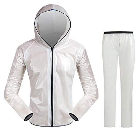 WQZStar Fahrrad-Regenjacke, Fahrrad, Herren, Regenmantel, Damen, Reiten, Regenbekleidung, Outdoor-Sport, Regenschutz, Motorrad-Regenanzug, Fahrradkleidung (weiß, XXL)