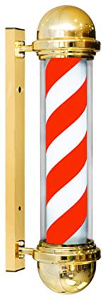 Poste De Peluquería LED De 65 Cm, Poste De Peluquería Rojo Azul Blanco Rayas Negras Luz, Señal Abierta De Peluquería, Luz Giratoria De Montaje En Pared Impermeable,Red and White