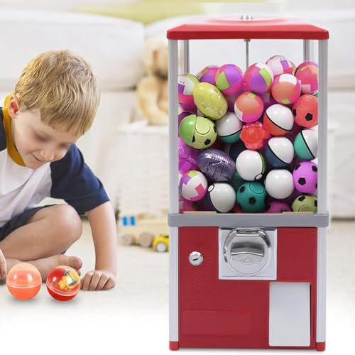 WANGYYDS Dispensador De Bolas De Chicle para Niños, Máquina Gashapon, Máquina Gacha, Dispensador Automático De Cápsulas, Adecuado para Almacenar Caramelos Planos con Un Diámetro Inferior a 45 Mm,Red