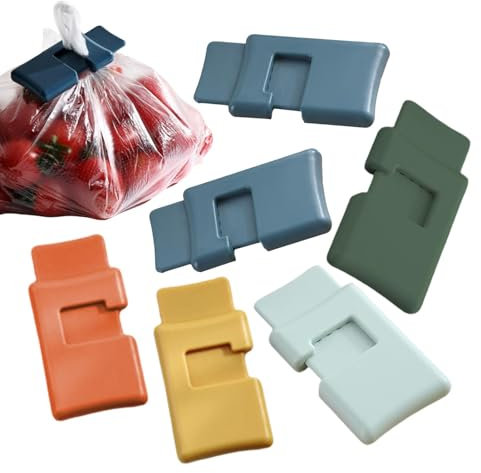 Bread Bag Clips, Bread Bag Fasteners, Squeeze and Lock Bread Bag Clip - Food Bag Sealing Tools 6 Snack Bread Sealing Clips for Dried Fruit Food Bread Bags Snack Bags