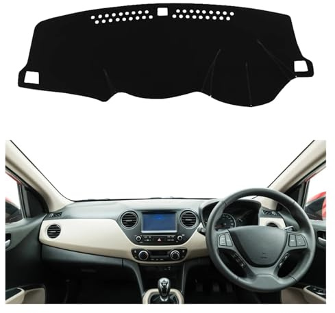 Dash Board Cover Mat Carpet For Hyundai For Grand I10 2013 2014 2015 2016 2017 Right Left Hand Drive Dashboard Covers Mat Shade Cushion Pad Carpets Dash Mat(Black Edge,Right Hand Drive)