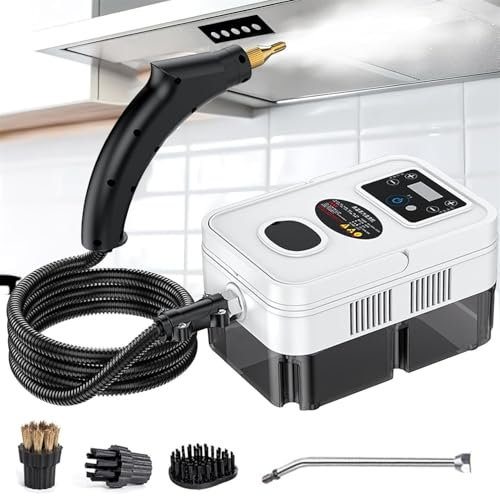 GLBMXDD Pulitore a Vapore ad Alta Pressione, vaporizzatore da 1600 W per la Pulizia, vaporizzatore per fughe, Scopa a Vapore, per Cucina, Bagno, Auto, Malta e Piastrelle,White