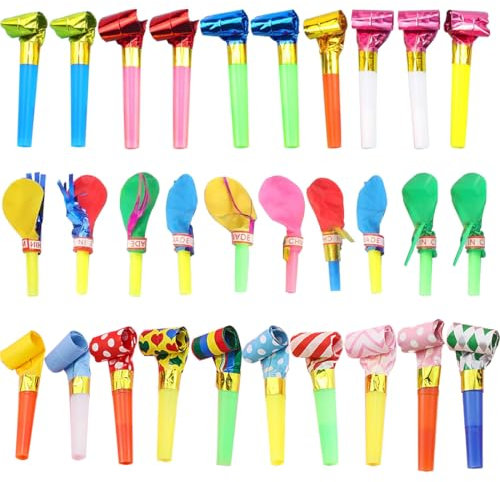WUSJCOF 30 pezzi Trombette Festa Compleanno, Partito Fischietto Carnevale, Bambino, Perfetto per Feste di Compleanno, Feste, Natale, Halloween, Trombetta Bambini, Fischietti Bambini (Colore Misto)