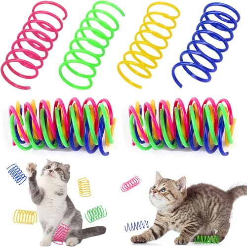 LOMSUXA 40 Stück Katzenspielzeug Spirale Bunte Spirale Spielzeug Katze,Katzenspielzeug Plastik Spiralen Katzenspielzeug Spirale Set Neuheit Haustiere Spielzeug für Katze Kätzchen