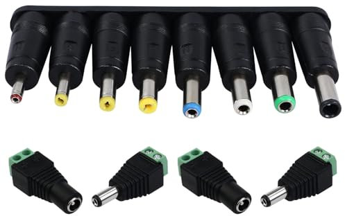 GTIWUNG 8 Pezzi Adattatore di Alimentazione DC Universale da 5,5x2,1mm Connessione CC Femmina a Maschio Adattatore Jack Connettore, DC Barrel Connettore, 2 Paia Connettori di Alimentazione DC