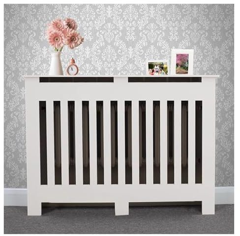 Qulamrdk Radiator Cover Modern Painted MDF Cabinet Wood Top Shelf Cabinet Grill Suitable for Covering Various Pipes in Offices and Living Rooms in White(100x100x20cm)