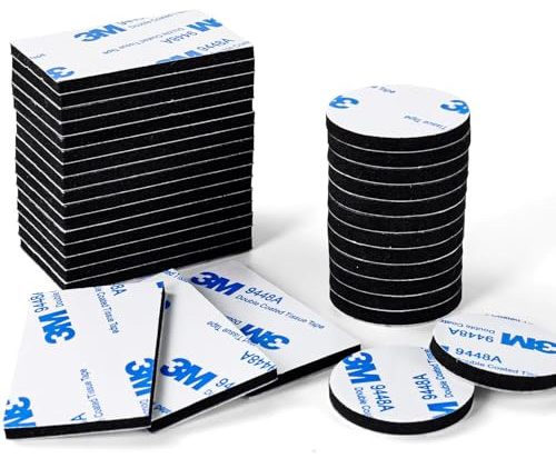 Molkor Doppelseitige Klebepads Extra Stark,70 Stück 3mm Dick Schaumstoff Klebepads Rund & Rechteckig,Wasserfeste Montagepads für Wand, Rauchmelder, Zuhause, Büro, Auto, Schule (Schwarze)