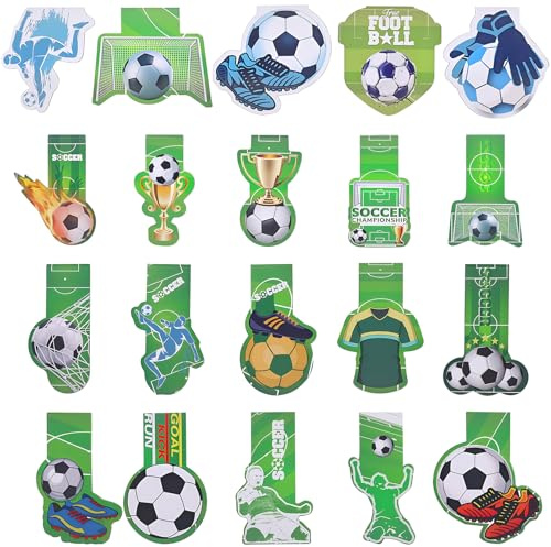 Smivyhp 20 Stk Lesezeichen Magnetisch Magnetlesezeichen Fussball Geschenke Jungen Mädchen Mitbringsel für Lehrer Buchliebhaber Fussballfans,Abschiedsgeschenk Schüler