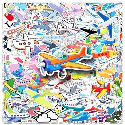 Luftfahrzeug Aufkleber 101 Stück Wasserfeste Funny Niedlich Aircraft Sticker für Laptop Skateboard Scrapbook Koffer Auto Telefon Motorrad Gepäck,Vinyl Trendy Transport Sticker für Mädchen Jugendliche
