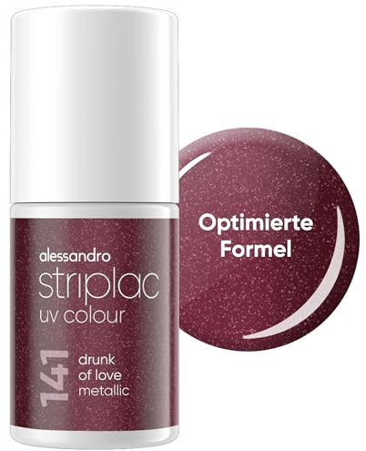 alessandro Striplac Peel-Off UV Gel Nagellack, Drunk Of Love Metallic | Hochpigmentierter UV Gel Nagellack, bis zu 15 Tage Halt, kratzfest, acetonfrei & abziehbar, HEMA-frei & vegan