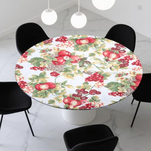 EUBSWA Nappe Ronde 90-110 cm, 48 inch Nappe Ronde Imperméable Bord Élastique, PVC Nappes pour Cuisine Dîner Fête Restaurant Jardin Intérieur Extérieur