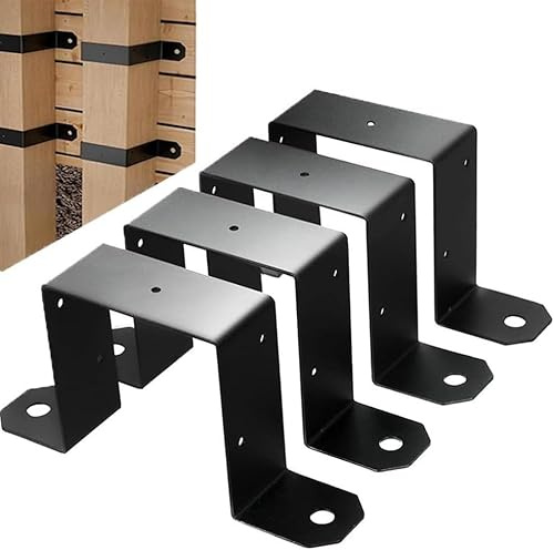 Daaxing 4/8 Pack Deck Fence Post Bracket,4X4 Metal U-Shaped Brackets with Screws Strap Post Ties for Heavy Duty Fence (4 Pack)