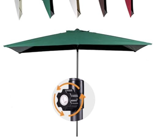 MACAGGTNTU Half Umbrella Wall Umbrella 6.5ft 8ft 9ft Garden Umbrella Height Adjustable Half Patio Umbrella Rectangular Parasol Small Market Umbrella(Green,250 * 130cm/8.2 * 4.3ft)