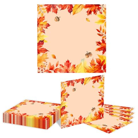 Kotkiddy 20 pièces Serviettes déco Feuilles d'automne, serviettes jetables motif érable, pour fêtes d'anniversaire automne et usage quotidien, 2 plis 33 cm