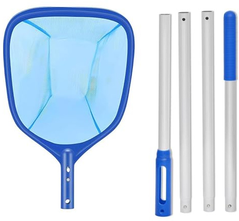 Celvibe Épuisette de piscine fine avec manche télescopique, poteau en alliage d'aluminium épais, pour nettoyage de piscine, spa, bassin (185 cm)
