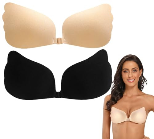 Sujetador Invisible Adhesivo Push-Up, 2 Piezas, Sujetadors Sin Espalda Reutilizable, Sticky Bra, Mujeres Sujetador Silicone Invisible Sujetador Push Up, para vestido de noche, Vestido y Boda