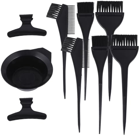 LOLIPPYY Kit de Tinte Cabello de 9 Piezas 6 Pinceles 1 Cuenco y 2 Pinzas Herramientas para Teñir el Cabello Casa y Salones Accesorio Esencial para Coloración Profesional