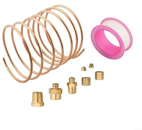 Kit tubo manometro olio, tubo in rame da 182,9 cm con 1/8 e 1/4 per raccordi in ottone NPT per manometri meccanici e boost - Set di 9