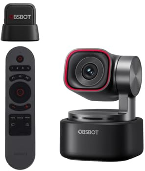 OBSBOT Tiny 3 AI-Powered Spatial Audio 4K Webcam Bundle with Vox SE & Remote, AI Tracking PTZ Camera with 1/1.28 Sensor, Tri-Mic, Voice & Gesture Control, 120FPS, HDR, Web Cam for PC, Laptop, Stream