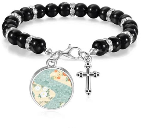 Pulsera de cuentas japonesas con patrón de ondas y flores, joyería bohemia