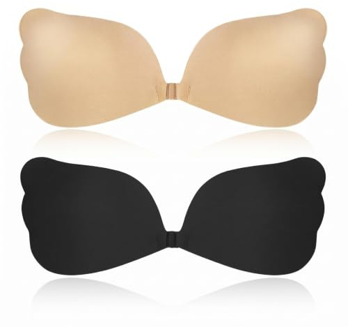 Stycizom Sujetador Adhesivo Invisible de Silicona Reutilizable, Push-Up, Sin Tirantes – 2 Pares para Vestidos, Bodas y Ropa Sin Espalda